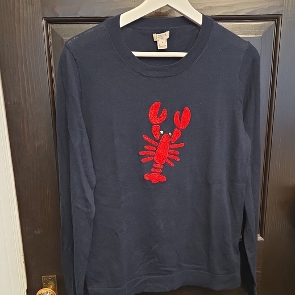 J. Crew Dark Blue Top with Red Lobster Motif - Picture 4 of 4